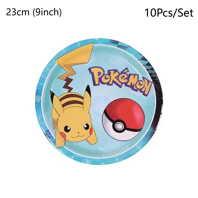 Pokemon Birthday Party Decor Disposable Tableware Cup Plate Napkin Tablecloth Pikachu Kids Baby Shower Party Supplies