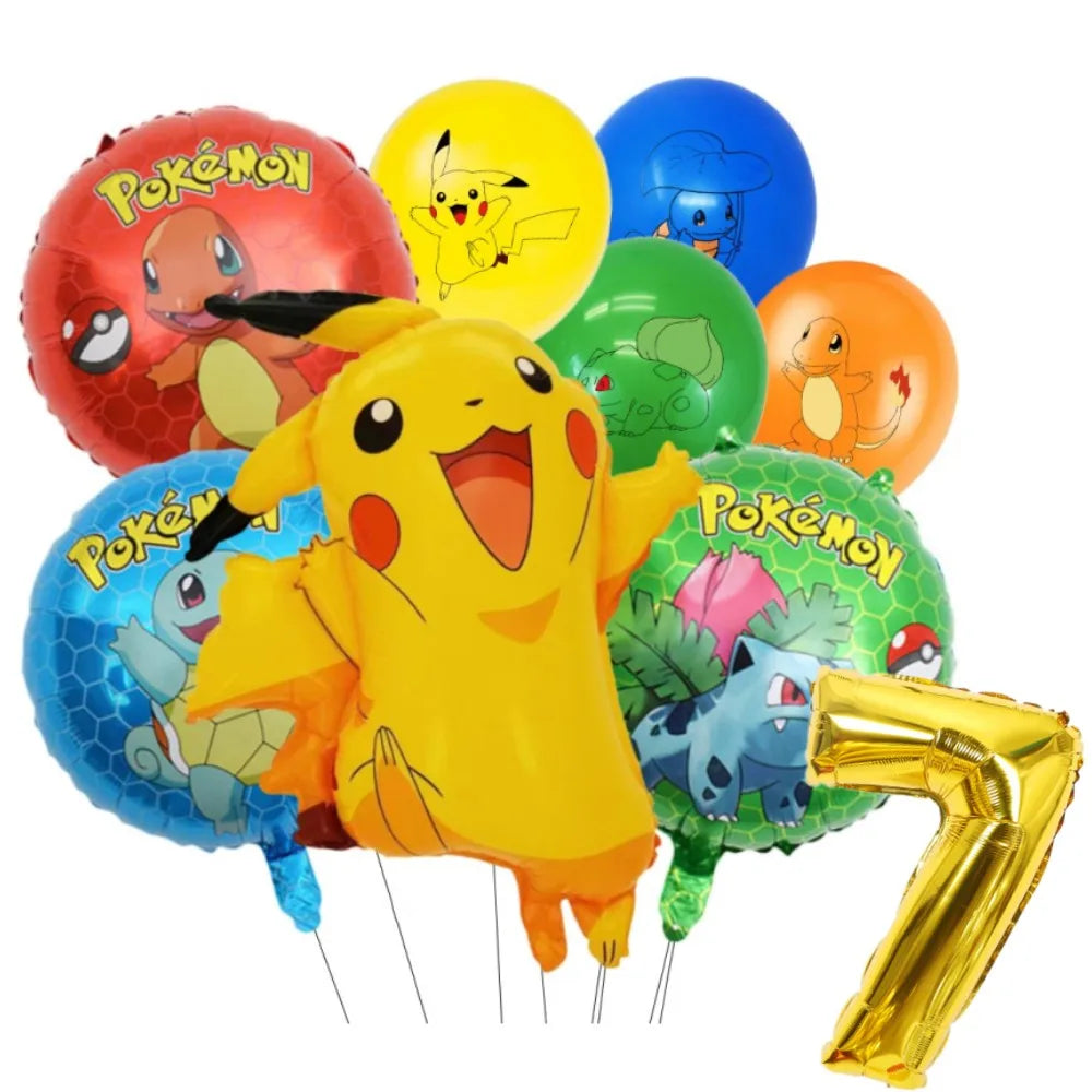 1Set Pokemon Balloon 32 Inch Number Foil Balloons 1st-9st Kids Pikachu Theme Birthday Party Decorations Baby Shower Globos Toy