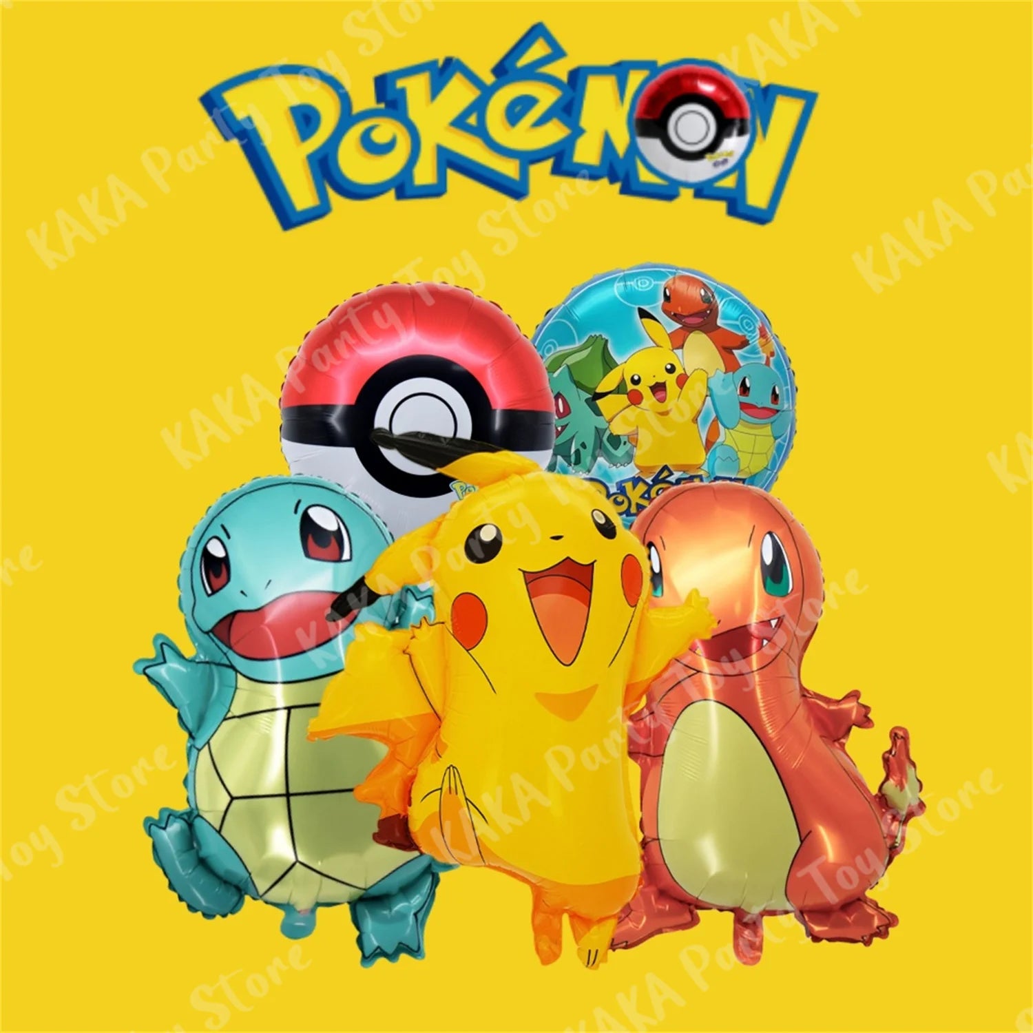 5Pcs/Set Pokemon Balloon Set Pikachu Charmander Cartoon Aluminum Foil Balloons Party Decoration Props Toy Anime Birthday Party