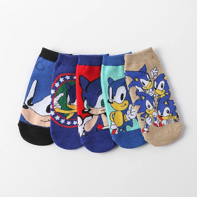 New 5pcs Sonics Socks Baby Boys Cartoon Cotton Hosiery Anime Mesh Boat Socks Spring Summer Thin Socks Children Birthday Gifts