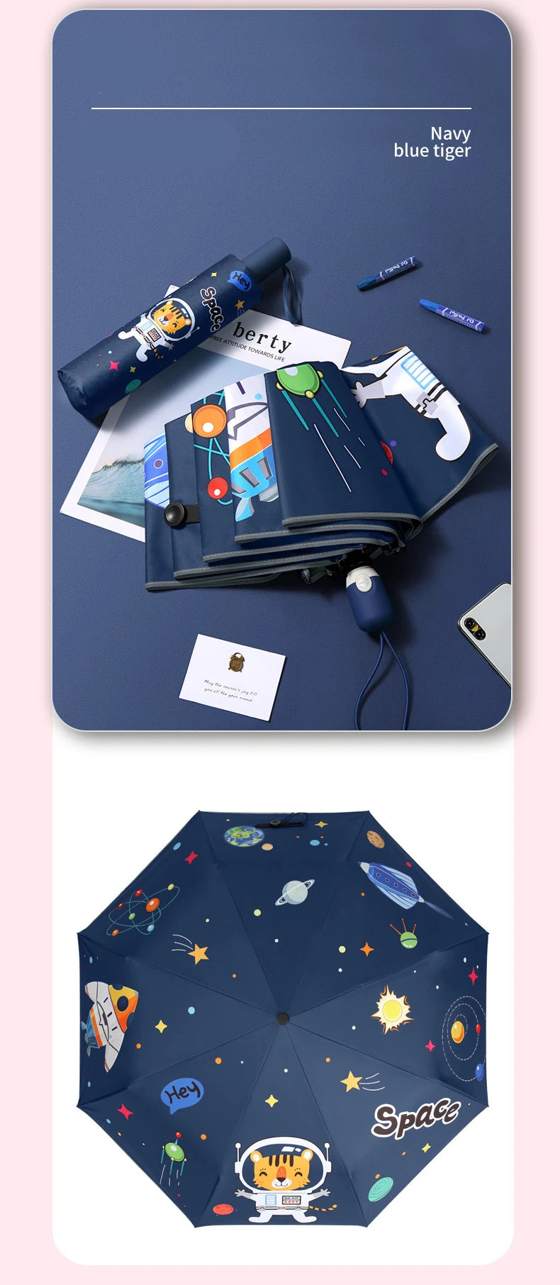 🦖🚀🦄 Ombrello Automatico con Dinosauri, Astronauti e Unicorni – Magia sotto Pioggia e Sole! ☀️☔