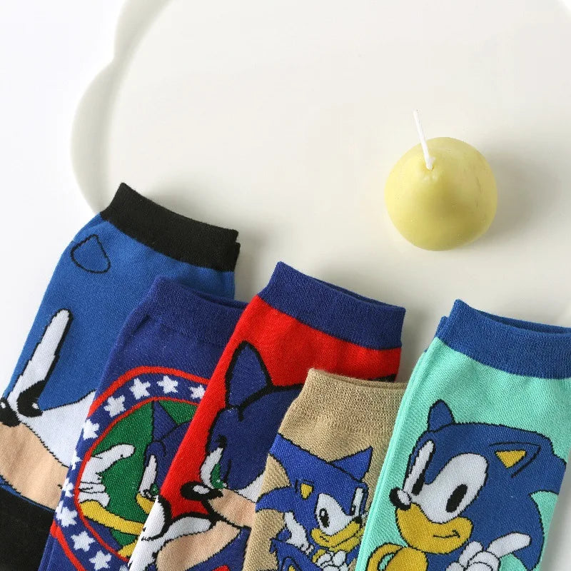 New 5pcs Sonics Socks Baby Boys Cartoon Cotton Hosiery Anime Mesh Boat Socks Spring Summer Thin Socks Children Birthday Gifts