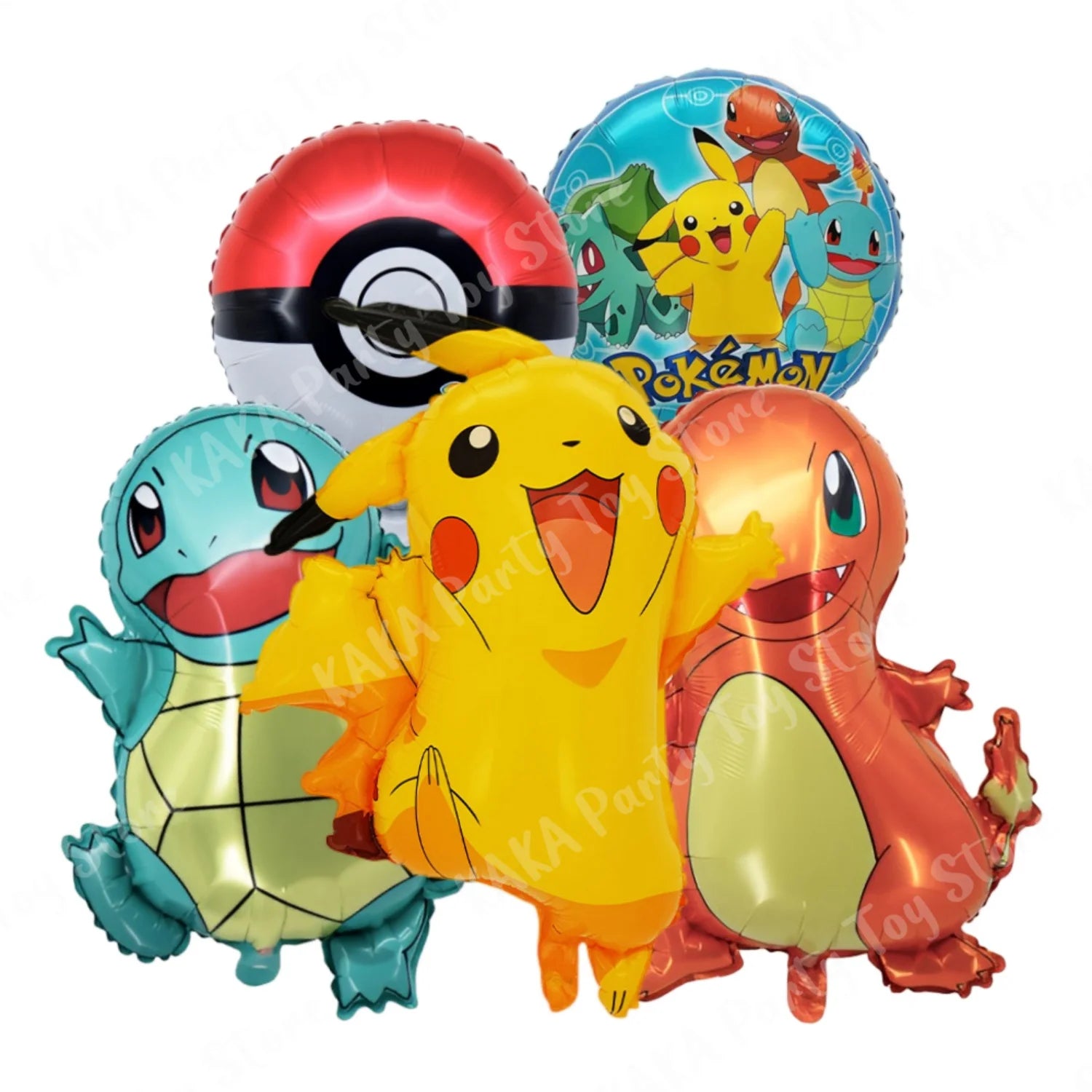 5Pcs/Set Pokemon Balloon Set Pikachu Charmander Cartoon Aluminum Foil Balloons Party Decoration Props Toy Anime Birthday Party