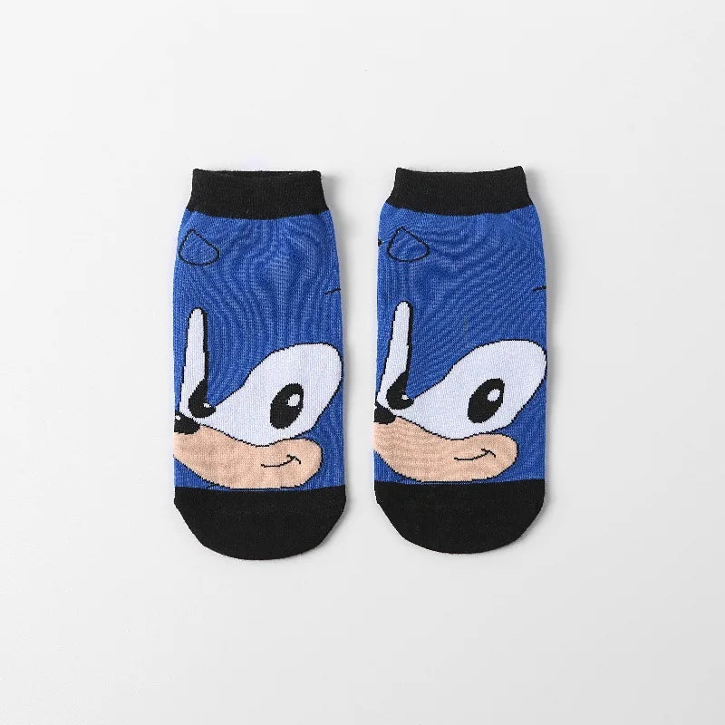 New 5pcs Sonics Socks Baby Boys Cartoon Cotton Hosiery Anime Mesh Boat Socks Spring Summer Thin Socks Children Birthday Gifts
