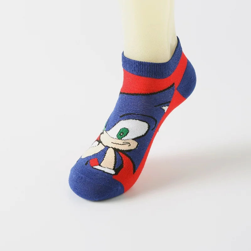New 5pcs Sonics Socks Baby Boys Cartoon Cotton Hosiery Anime Mesh Boat Socks Spring Summer Thin Socks Children Birthday Gifts
