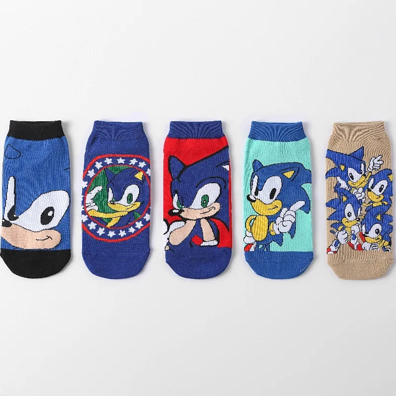 New 5pcs Sonics Socks Baby Boys Cartoon Cotton Hosiery Anime Mesh Boat Socks Spring Summer Thin Socks Children Birthday Gifts