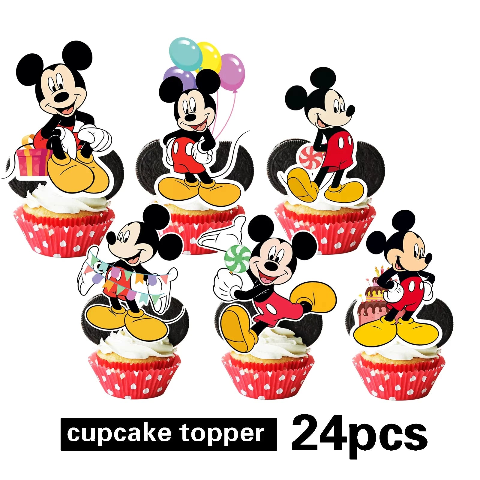 🎀 24pz Topper per Cupcake Minnie Mouse &amp; Paperino – Decorazioni per Feste di Compleanno e Baby Shower 🎀