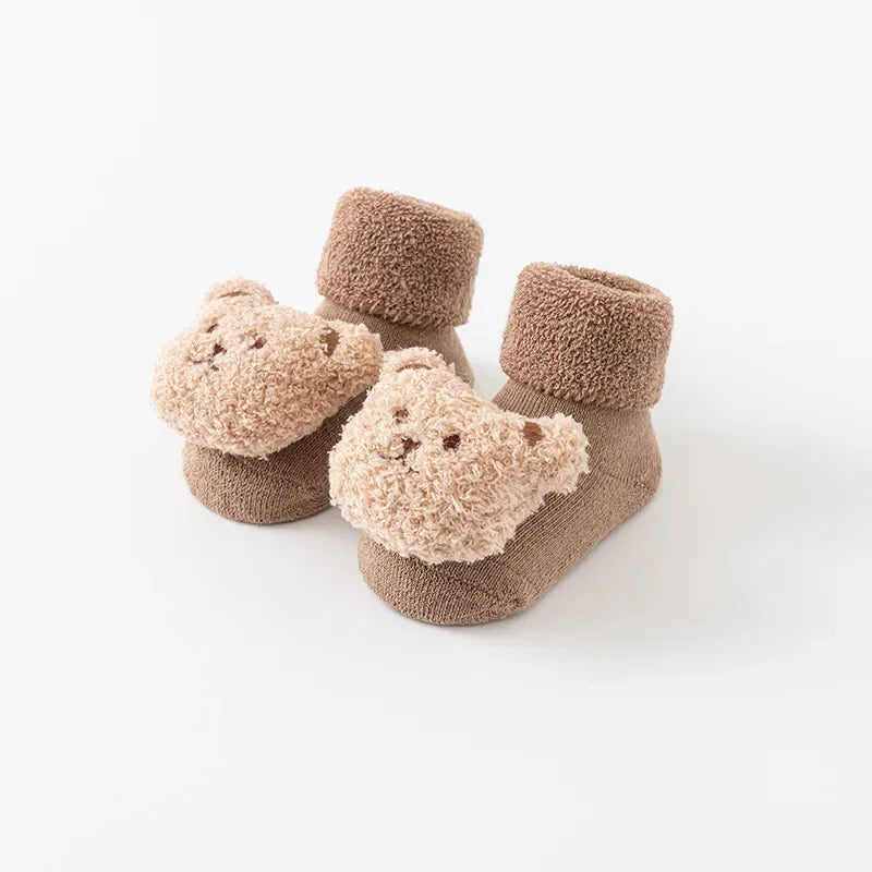 Calzini per Bambini con Orsetto Cartone Animato – Calzini Antiscivolo per Neonati e Bambini, Calzini Invernali Morbidi in Cotone