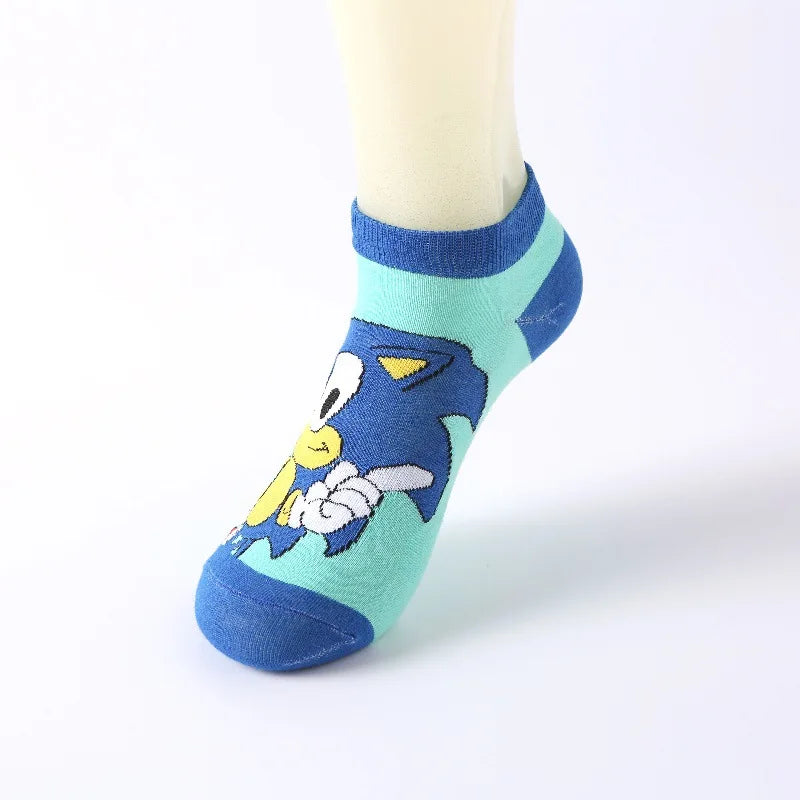 New 5pcs Sonics Socks Baby Boys Cartoon Cotton Hosiery Anime Mesh Boat Socks Spring Summer Thin Socks Children Birthday Gifts