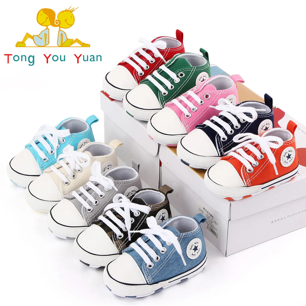 Scarpe per Bambini Neonato – Sneakers in Tela Classiche per i Primi Passi, Scarpe da Passeggio Antiscivolo per Neonati e Bambini