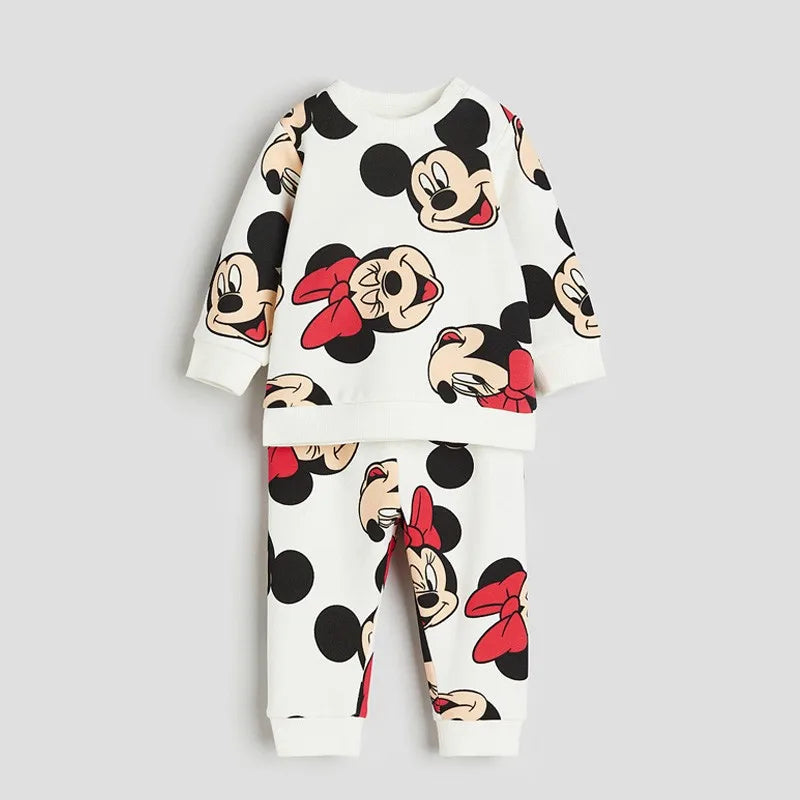 👶🎀 Completo Bimba Minnie Mouse – Felpa + Pantaloni – Outfit Primaverile/Autunnale Disney 🎀👶