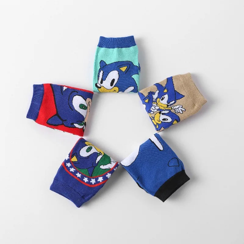 New 5pcs Sonics Socks Baby Boys Cartoon Cotton Hosiery Anime Mesh Boat Socks Spring Summer Thin Socks Children Birthday Gifts