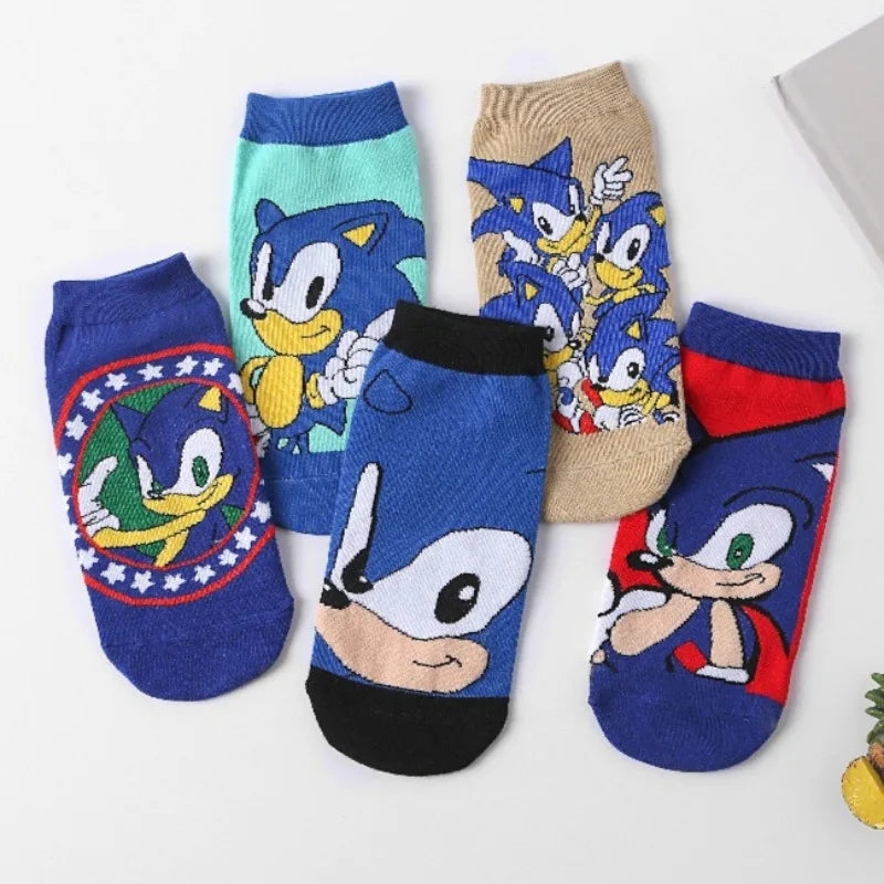 New 5pcs Sonics Socks Baby Boys Cartoon Cotton Hosiery Anime Mesh Boat Socks Spring Summer Thin Socks Children Birthday Gifts