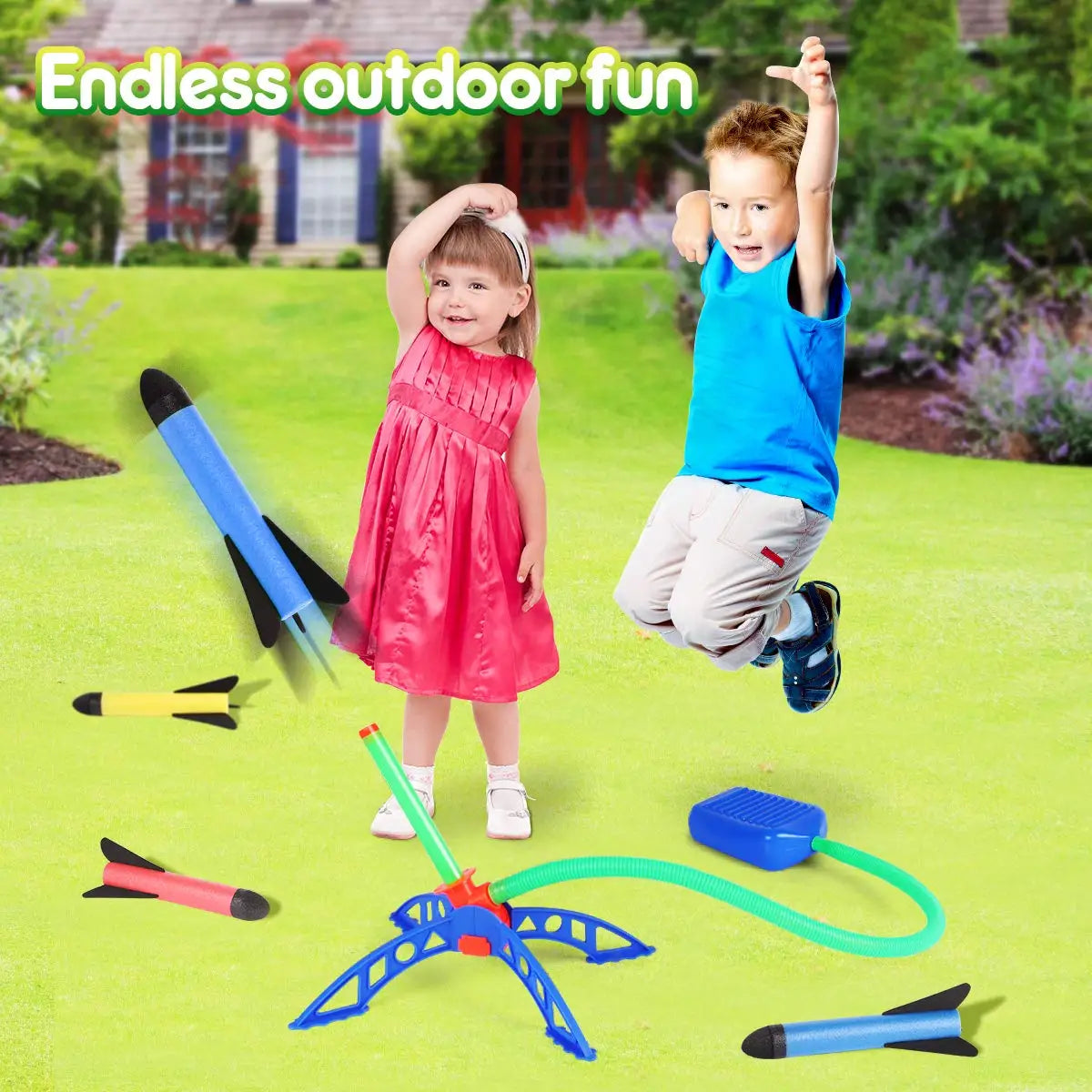 Giocattolo Kid Air Rocket con Lancia a Pedale per Bambini - Gioco Sportivo da Esterno
