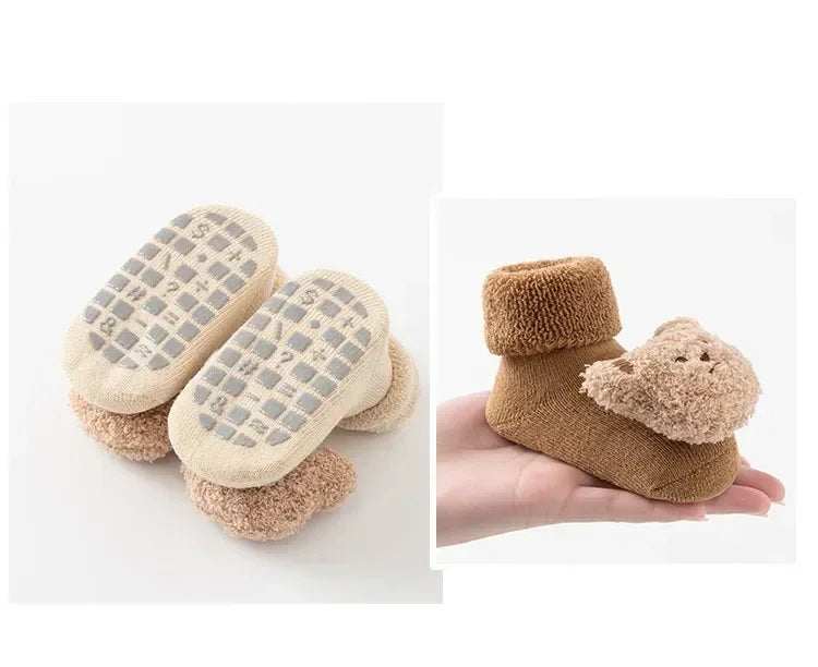 Calzini per Bambini con Orsetto Cartone Animato – Calzini Antiscivolo per Neonati e Bambini, Calzini Invernali Morbidi in Cotone