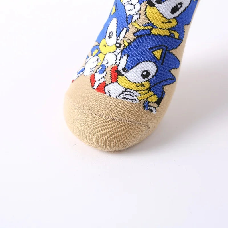 New 5pcs Sonics Socks Baby Boys Cartoon Cotton Hosiery Anime Mesh Boat Socks Spring Summer Thin Socks Children Birthday Gifts