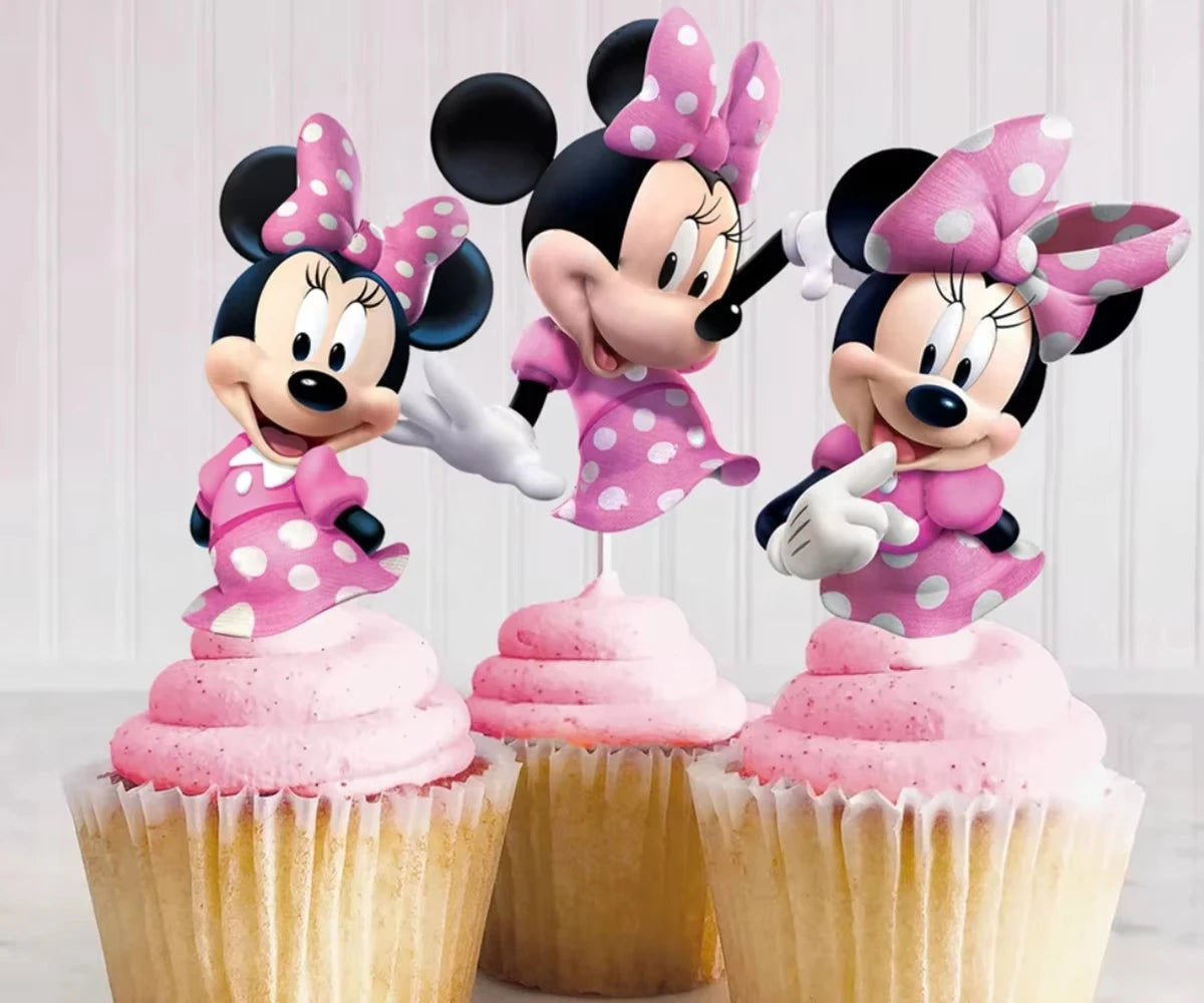 🎀 24pz Topper per Cupcake Minnie Mouse &amp; Paperino – Decorazioni per Feste di Compleanno e Baby Shower 🎀