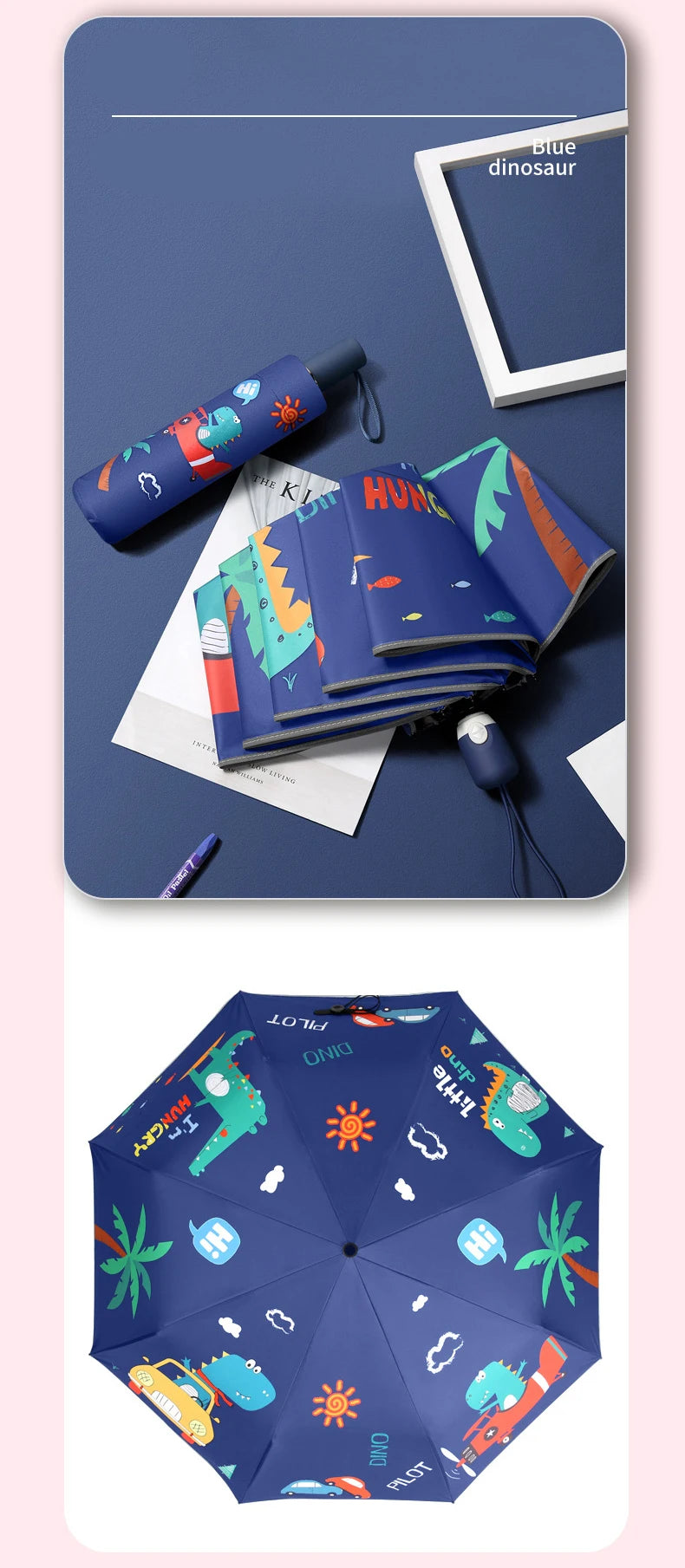 🦖🚀🦄 Ombrello Automatico con Dinosauri, Astronauti e Unicorni – Magia sotto Pioggia e Sole! ☀️☔