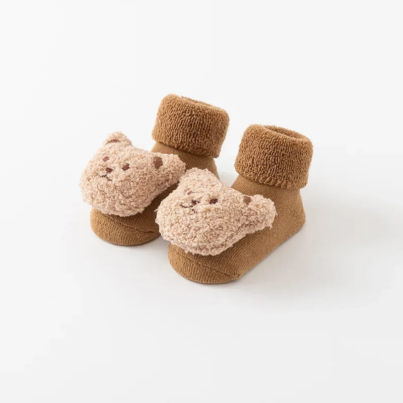 Calzini per Bambini con Orsetto Cartone Animato – Calzini Antiscivolo per Neonati e Bambini, Calzini Invernali Morbidi in Cotone