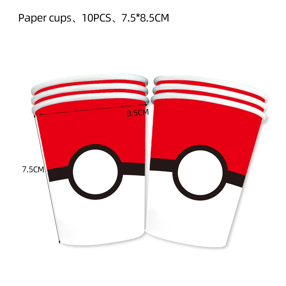 Pokemon Birthday Party Decor Disposable Tableware Cup Plate Napkin Tablecloth Pikachu Kids Baby Shower Party Supplies