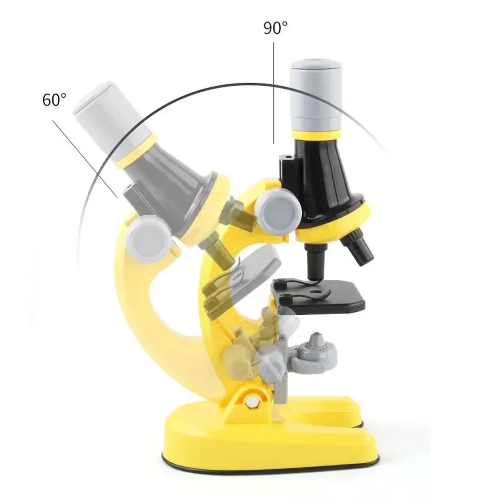 Microscopio Biologico per Bambini – Microscopio Educativo con LED, Ingrandimento 100X, 400X, 1200X e Vetrini
