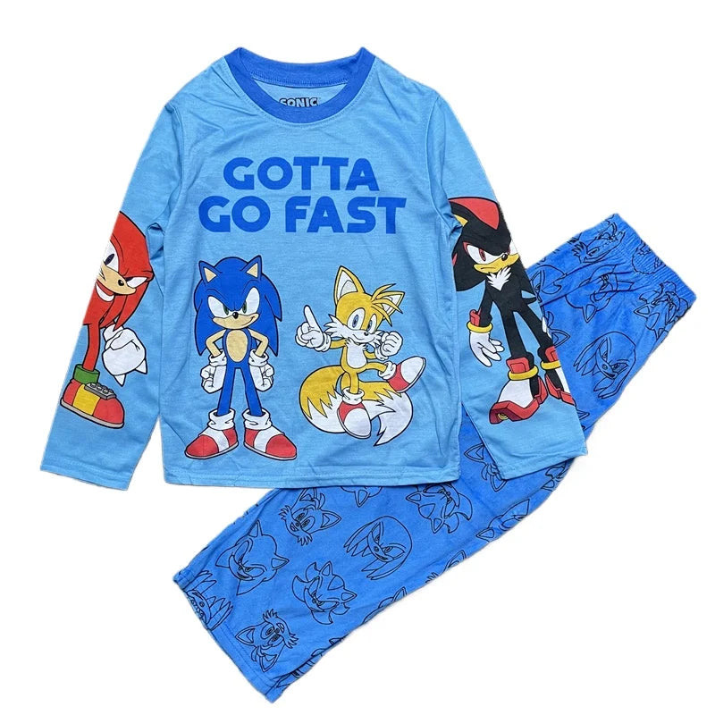 Sonic The Hedgehog Spring Children's Clothing Sets Boy Sleepwear Long sleeved pants Clothes Kids Pajamas Set Baby boys Pyjamas