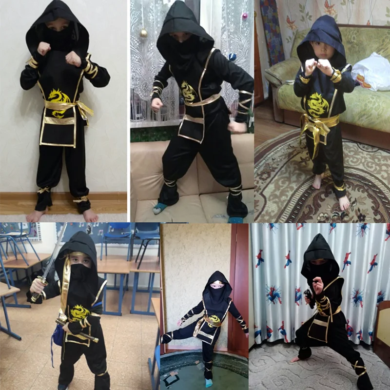Costume da Ninja Deluxe per Bambini con Accessori Arma - Outfit Kung Fu per Bambini, Idee per Halloween e Regali con Giocattolo