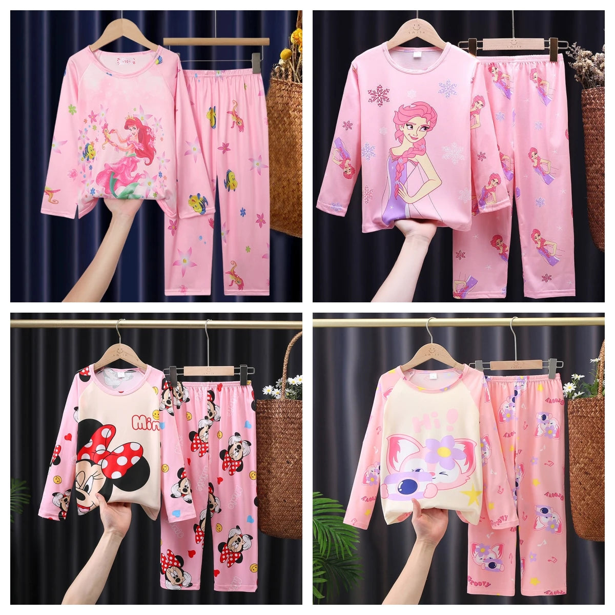 🌙🎀 Pigiama Bambina Disney – Elsa, Minnie &amp; Sirenetta per Sogni da Favola! 🧜♀️❄️