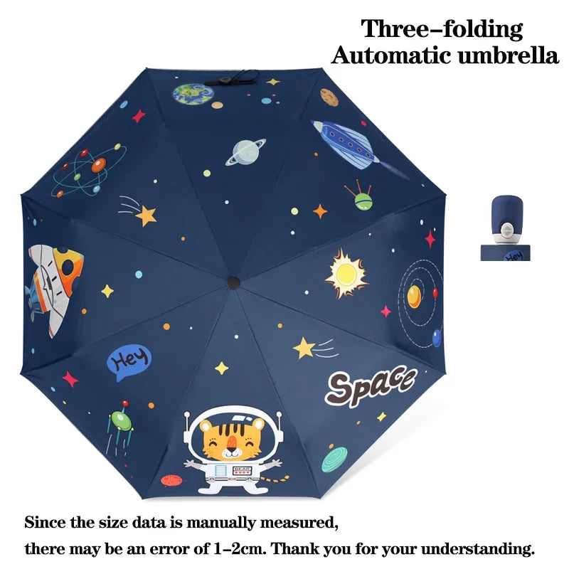 🦖🚀🦄 Ombrello Automatico con Dinosauri, Astronauti e Unicorni – Magia sotto Pioggia e Sole! ☀️☔