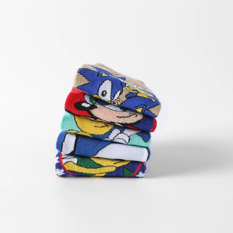 New 5pcs Sonics Socks Baby Boys Cartoon Cotton Hosiery Anime Mesh Boat Socks Spring Summer Thin Socks Children Birthday Gifts