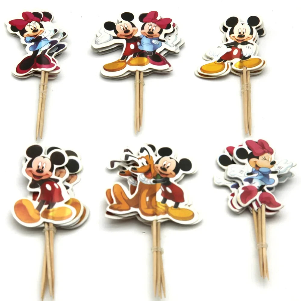 🎀 24pz Topper per Cupcake Minnie Mouse &amp; Paperino – Decorazioni per Feste di Compleanno e Baby Shower 🎀
