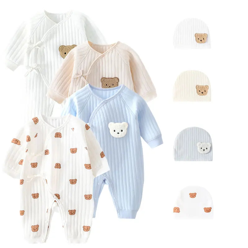 Body Neonato Bambino/a con Motivo Animale – Tuta in Cotone Invernale per Neonati 0-6M, Abbigliamento Caldo per Casa e All'aperto