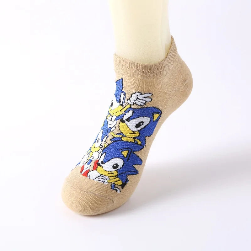 New 5pcs Sonics Socks Baby Boys Cartoon Cotton Hosiery Anime Mesh Boat Socks Spring Summer Thin Socks Children Birthday Gifts