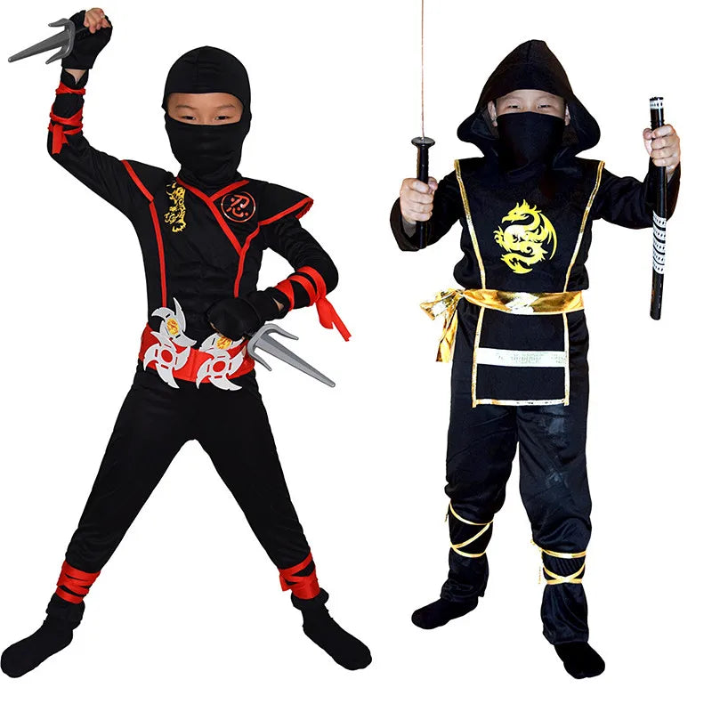 Costume da Ninja Deluxe per Bambini con Accessori Arma - Outfit Kung Fu per Bambini, Idee per Halloween e Regali con Giocattolo