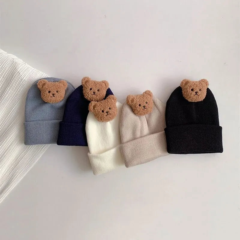 Cappellino per Bambini con Orsetto Cartone Animato – Cappello Invernale Morbido e Confortevole per Neonati e Bambini 1-3 anni
