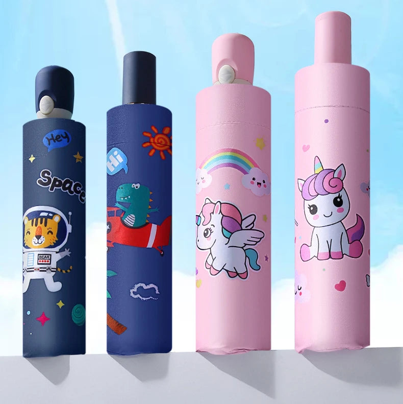 🦖🚀🦄 Ombrello Automatico con Dinosauri, Astronauti e Unicorni – Magia sotto Pioggia e Sole! ☀️☔