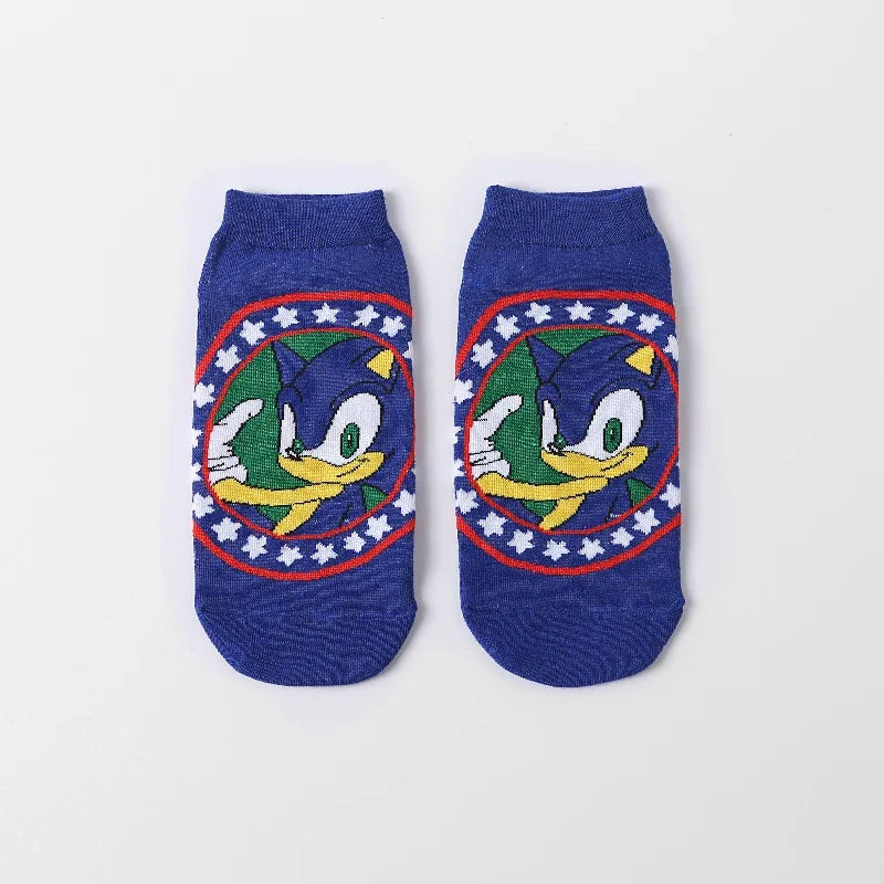 New 5pcs Sonics Socks Baby Boys Cartoon Cotton Hosiery Anime Mesh Boat Socks Spring Summer Thin Socks Children Birthday Gifts