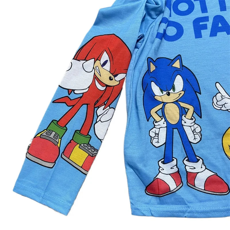 Sonic The Hedgehog Spring Children's Clothing Sets Boy Sleepwear Long sleeved pants Clothes Kids Pajamas Set Baby boys Pyjamas