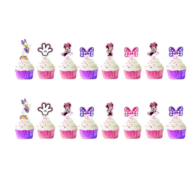 🎀 24pz Topper per Cupcake Minnie Mouse &amp; Paperino – Decorazioni per Feste di Compleanno e Baby Shower 🎀