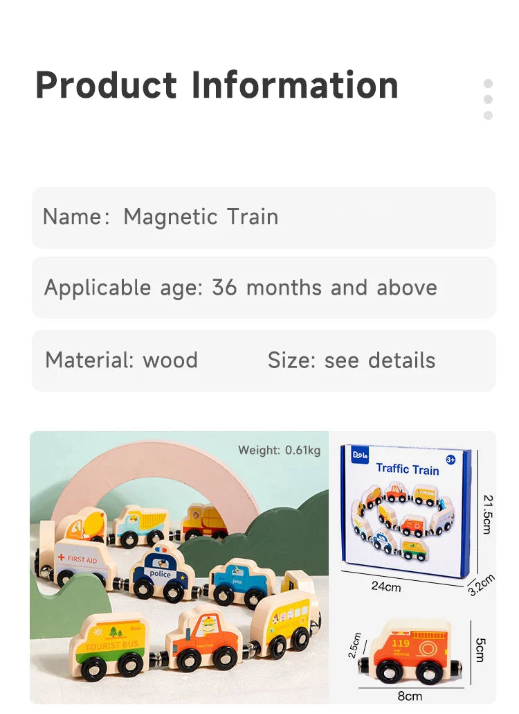🚂 Treno Magnetico Montessori in Legno – Gioco Educativo per Piccoli Esploratori! 🎨🔢